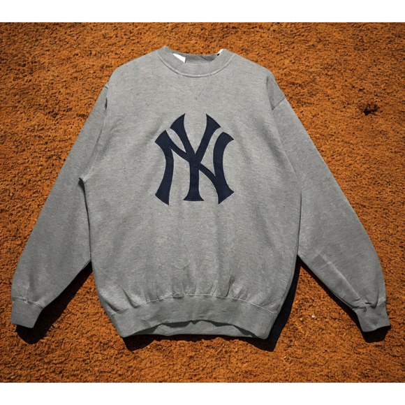 New York Yankees Big Logo Lee Sport Sweatshirt Gray XL Crewneck 90s MLB Vintage - Picture 1 of 10